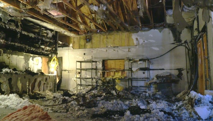 Garage damaged by fire