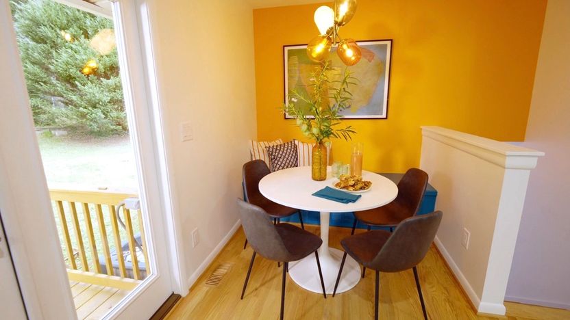 This kitchen nook with a banquet adds much needed additional dining space.