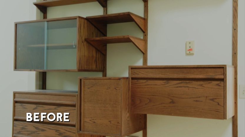 This vintage wall unit needs some work.