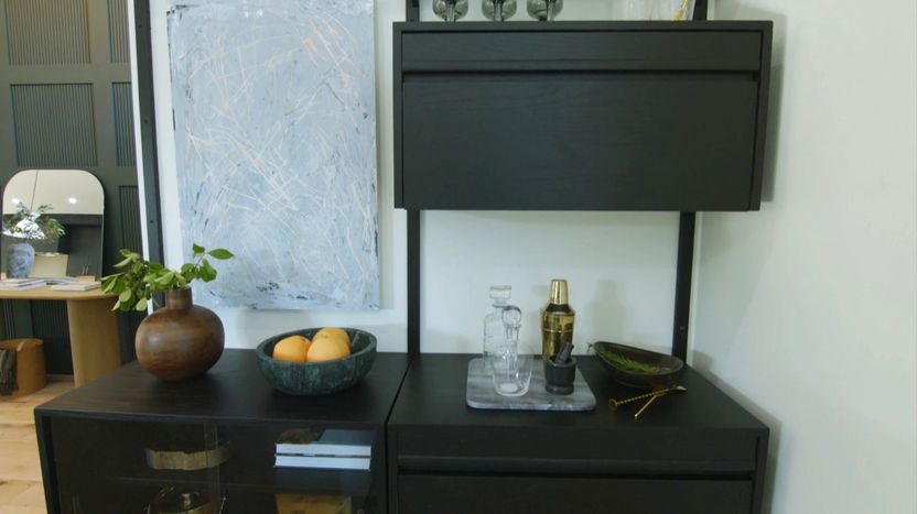 The oak looks much better rearranged and panted black.