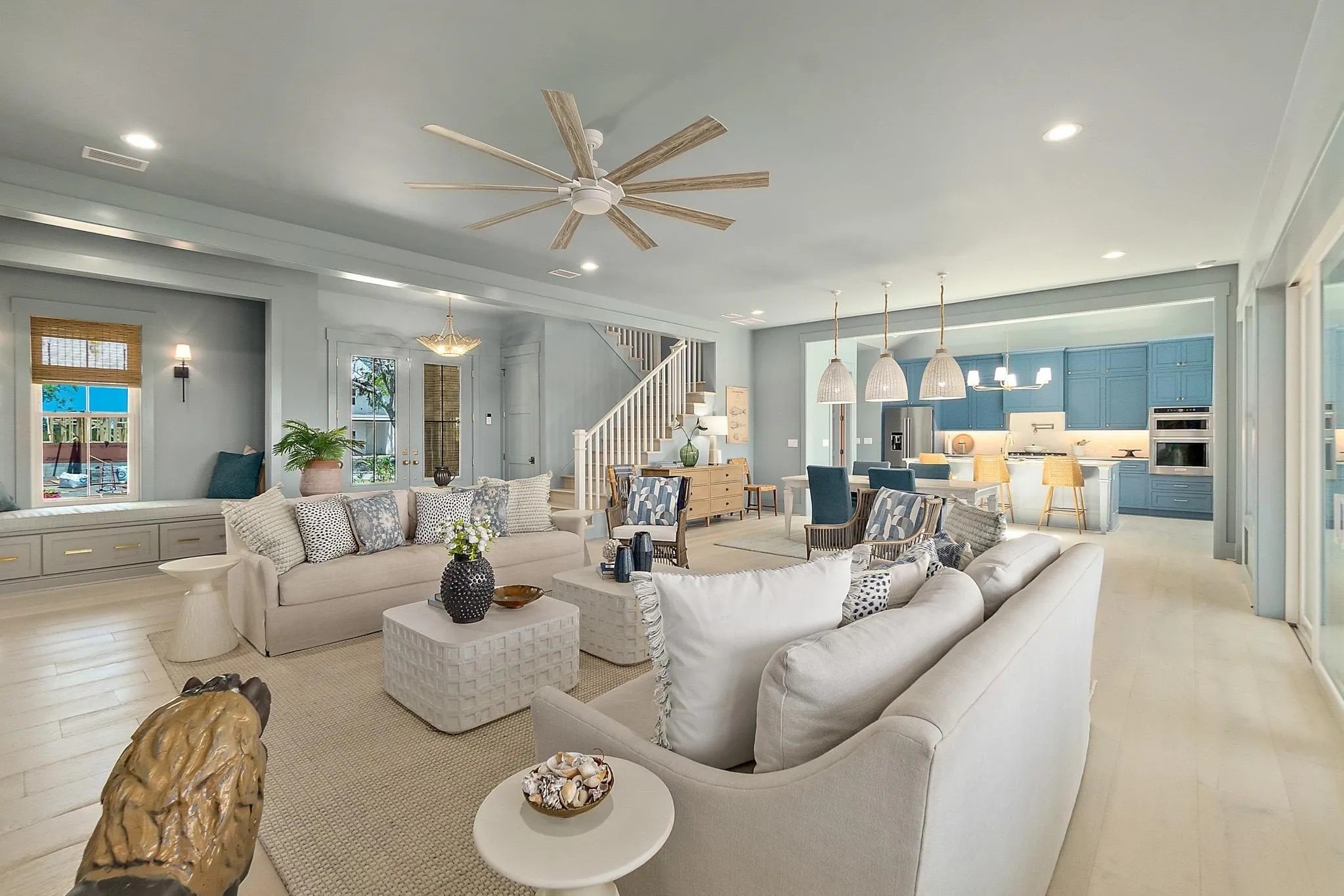 Interiors have a breezy beach vibe.