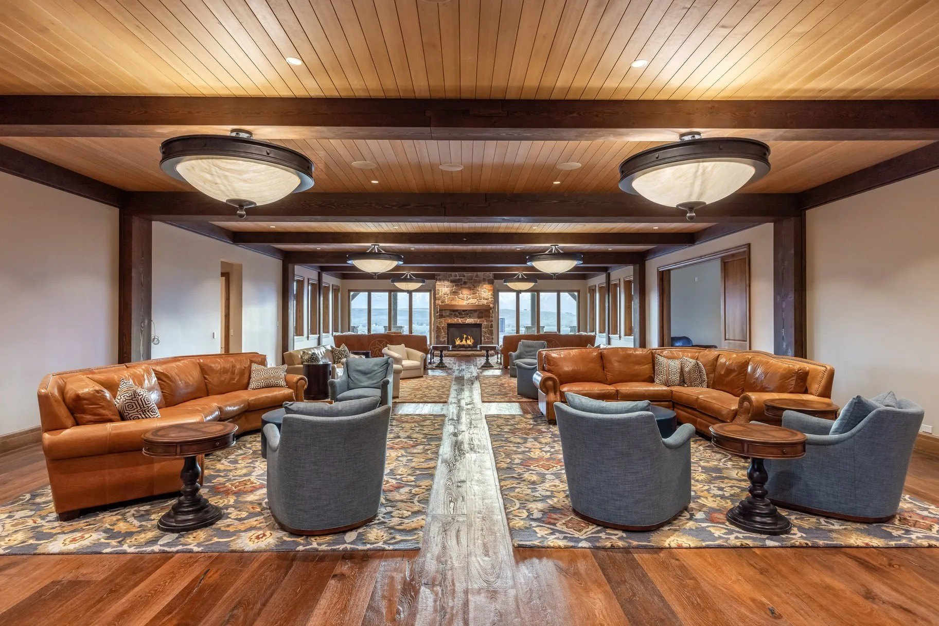 The main house measures 40,807 square feet, public rooms that would be comfortable in a major hotel.