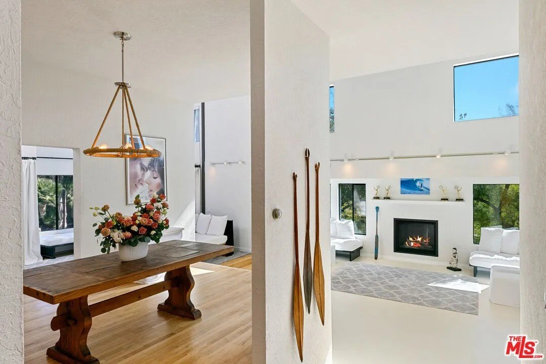 The uniquely laid out, open great room spans several different levels.