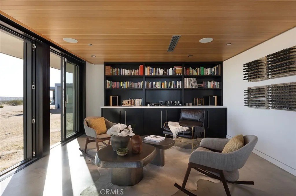 In addition to the main residence, there's a 1,280 square foot guest casita with bunkbeds that sleep four, a 620 square foot music/listening room, and an art studio or gallery measuring 230 square feet.